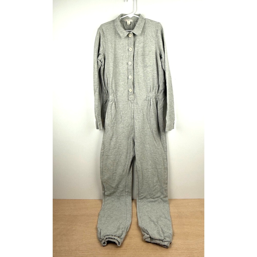 Crewcuts J. Crew Gray Knit Button Front Long Sleeve Jumpsuit Romper Kids Size 10